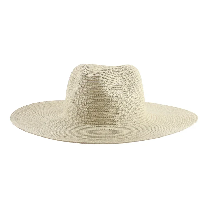 Women Hats Big Brim 11cm Men Women Khaki White Black Straw Hats Sun Protection Beach Women Summer Bucket Hats Sombreros De Mujer