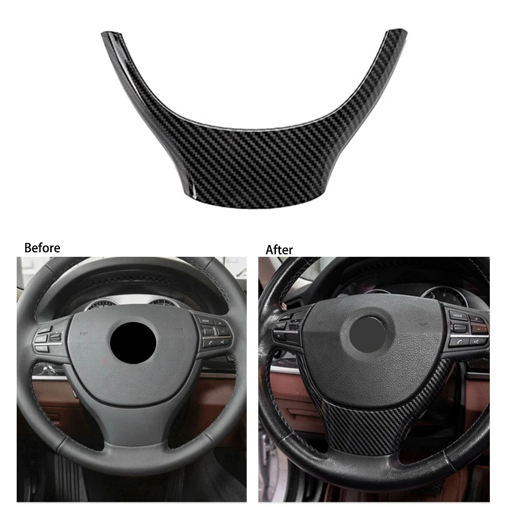 Carbon Fiber Car Interior Steering Wheel Decoration Strip Frame Cover Trim Sticker for-BMW 5 7 Series F10 F11 F01 F02 A