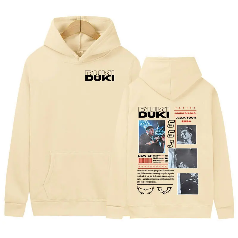 Duki ADA Tour 2024 Graphic Hoodie Men's Hip Hop Fashion Oversized Sweatshirt Rapper Man Gothic Retro Pullover Hoodies Streetwear