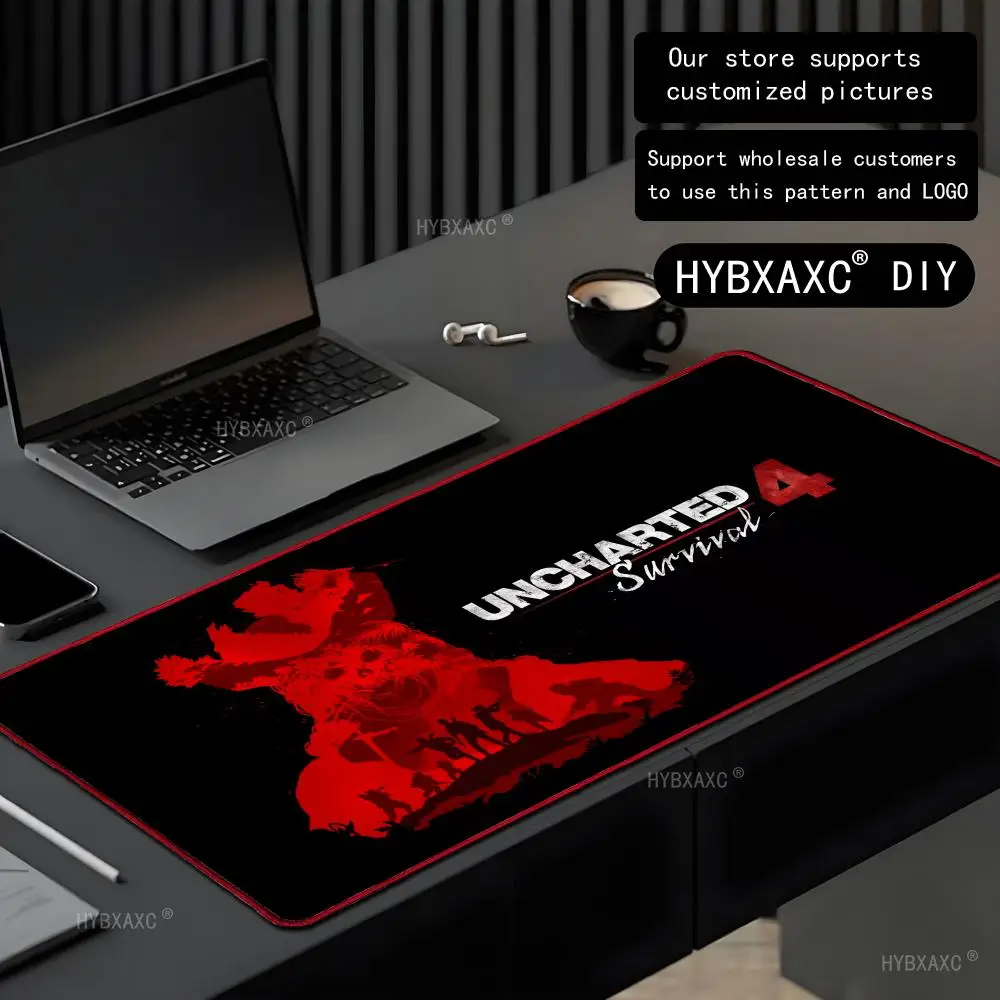 Uncharted 4 The Lost Legacy Game Mousepad Gaming Office Desk Pads Large For Computer Non-slip Red Lockedge Mouse Pad