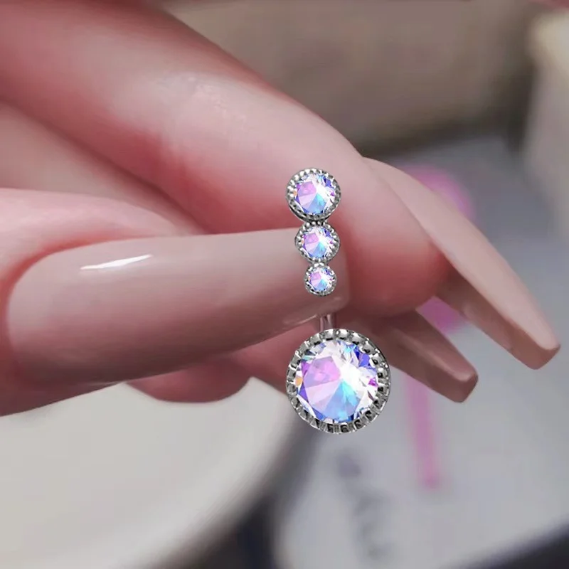 Surgical Steel Ab Crystal Belly Button Rings Zircon Heart Navel Piercing Reverse Cute Belly Button Piercing Sexy Navel Ring