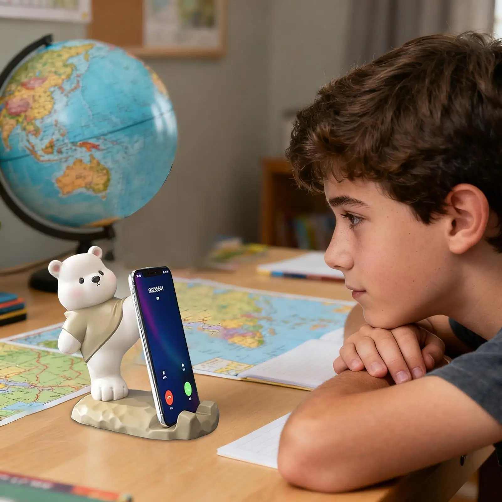 

Bear Phone Holder Resin Bear Decor With Movable Joints Desktop Cell Phone Holder For Home Offices Vlogging Filming Video Calls