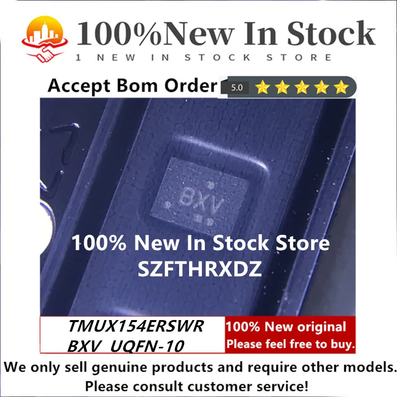 100% NEW ORIGINAL TMUX154ERSWR UQFN-10 Marking:BXV Analog Switch/Analog Multiplexer Dual 1:2 10-Pin