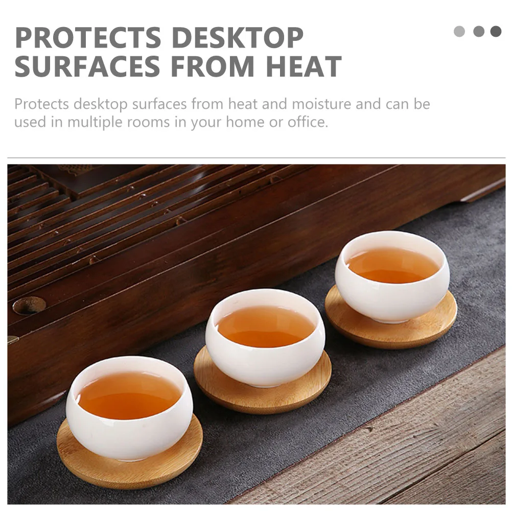 

4 Pcs Bamboo Coasters Coffee Table Teacup Desk Ceremony Accessories for Drinks Mug