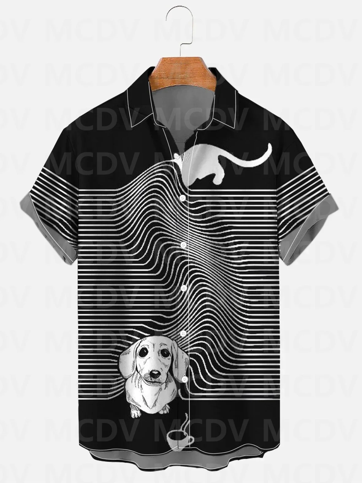 

Men's For Women's Cat And Dog Brigade Cute Funny Art Casual 3D Print Hawaii Shirt