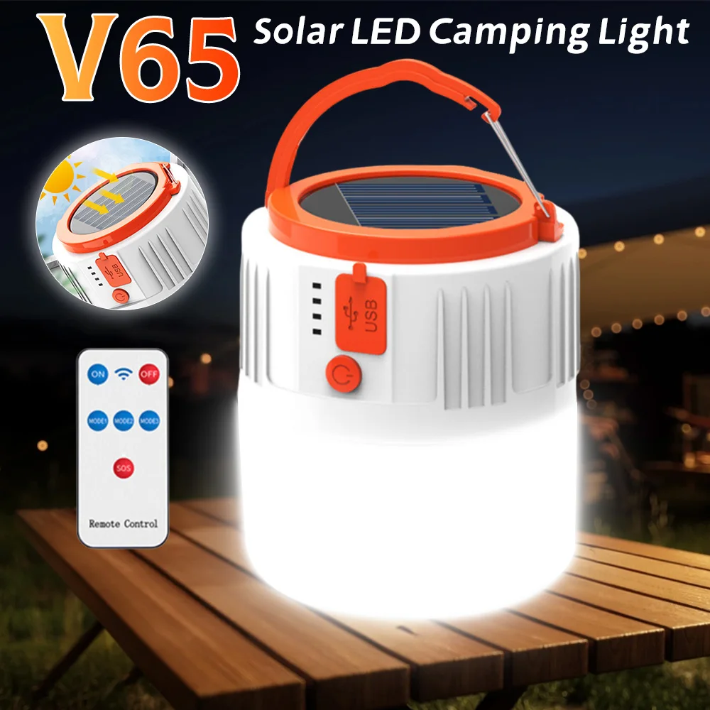 

Суперяркая солнечная светодиодная лампа для кемпинга, 5 режимов освещения, USB-зарядка, для улицы, барбекю, палаток, подвесной аварийный фонарь