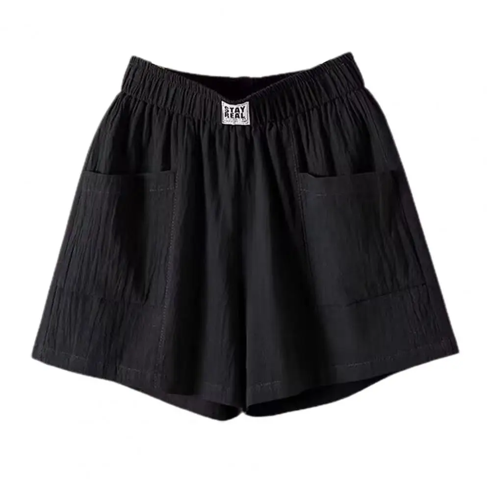 Cotton Linen Shorts Women\'s Sports Shorts Summer Solid High Waist Black Shorts Women Fashion Plus Size Casual Basic Short Pants