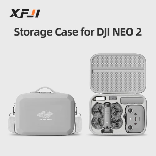 XFJI Estuche de transporte para DJI NEO 2 Combo bolsa de almacenamiento accesorios para drones caja de viaje de carcasa dura bolsa de hombro de cuero PU a prueba de salpicaduras