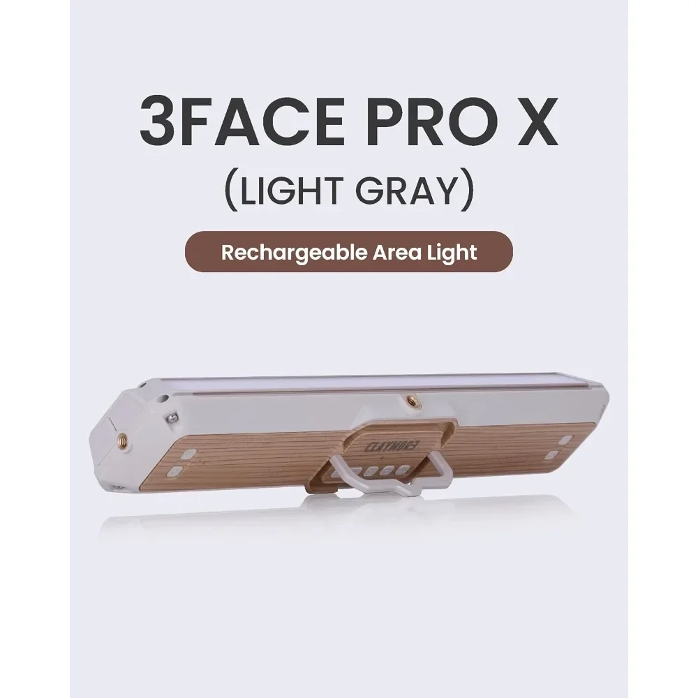 3Face Pro X (Light Gray) - Rechargeable Surface Area Light, 5 Light Modes, 39,200mAh, Lasting Battery. Camping, Outdoor Events.