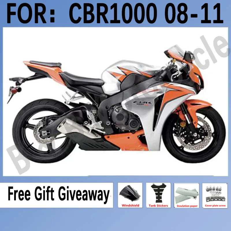 

New ABS Injection Mold Whole Fairings Kits For HONDA CBR1000RR 08 09 10 11 CBR1000 2008 2009 2010 2011 Fairing Set Silver Orange