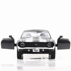 36 Chevrolet Camaro SS-Vintage Matte Black Diecast Metal Car Model, collection toy, gift for children, USA 1969 8 Main Sales Butacas Chevrolet Luv - №1
