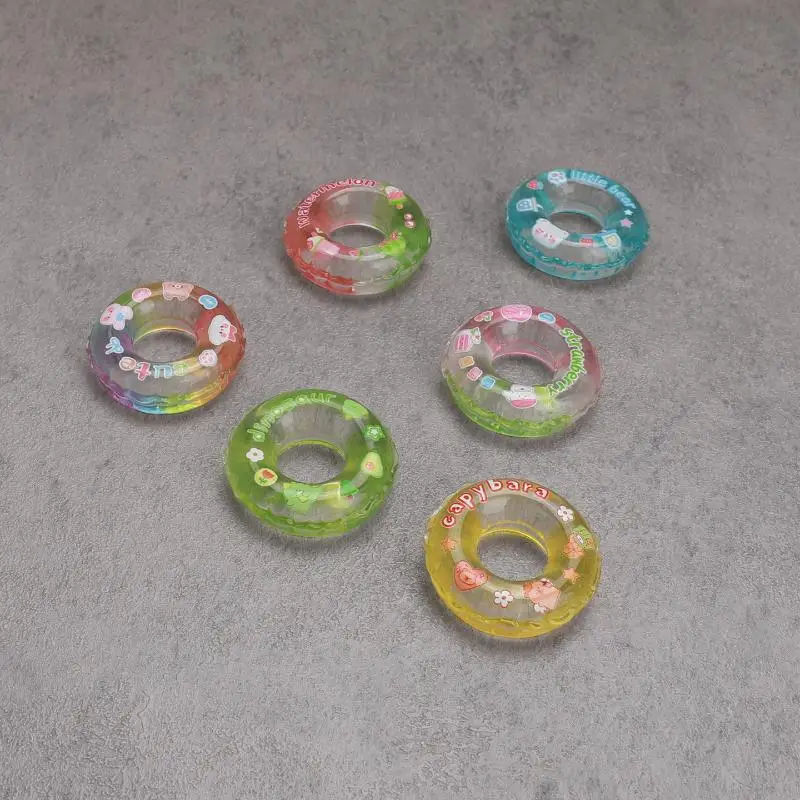 Kids Play Scene Accessories, 4Pcs Miniature Dollhouse Swimming Ring, Resin Simulation Toy, Doll Outfit Props