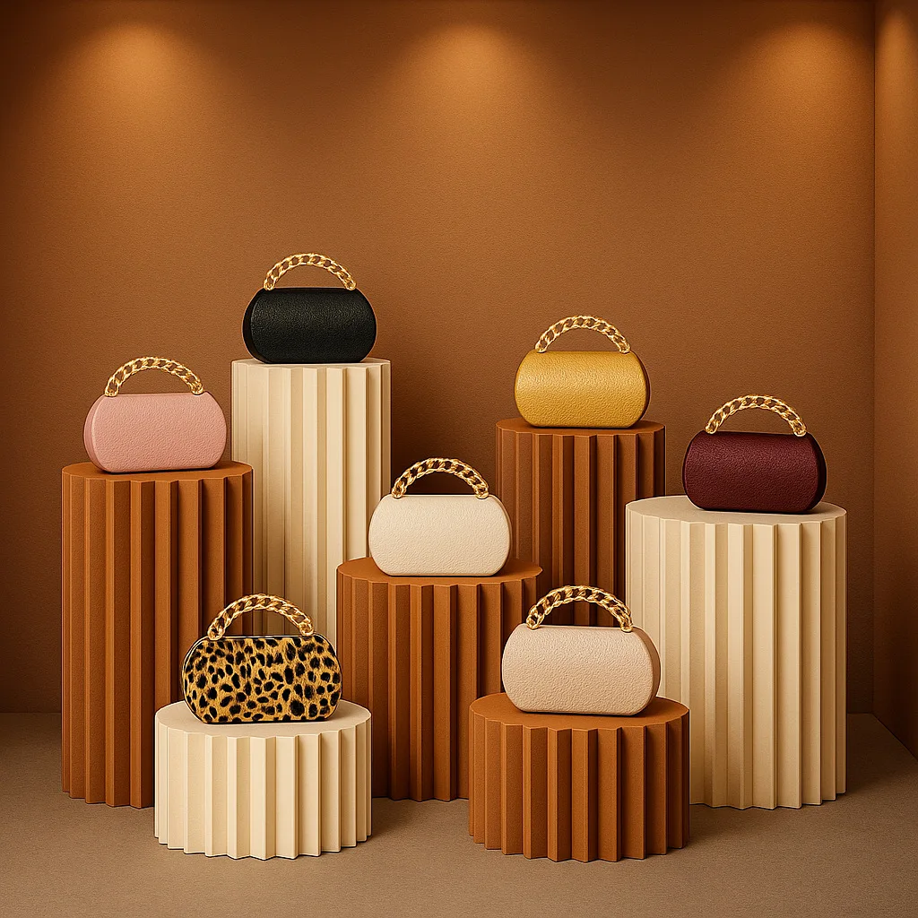 

Many Colors PU Leather Half Moon Gold Metal Handle Handbag Shiny Evening Dress Shoulder Bag Storage party Wedding Wallet Purse