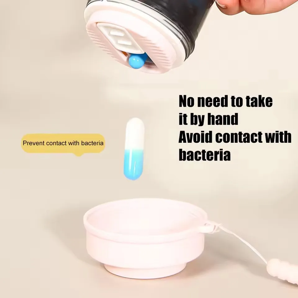 Portable Pill Box 4 Grids Mini Medicine Storage Cup Sealed Moisture-proof Dispensing Box Daily Vitamin Storage Container Travel