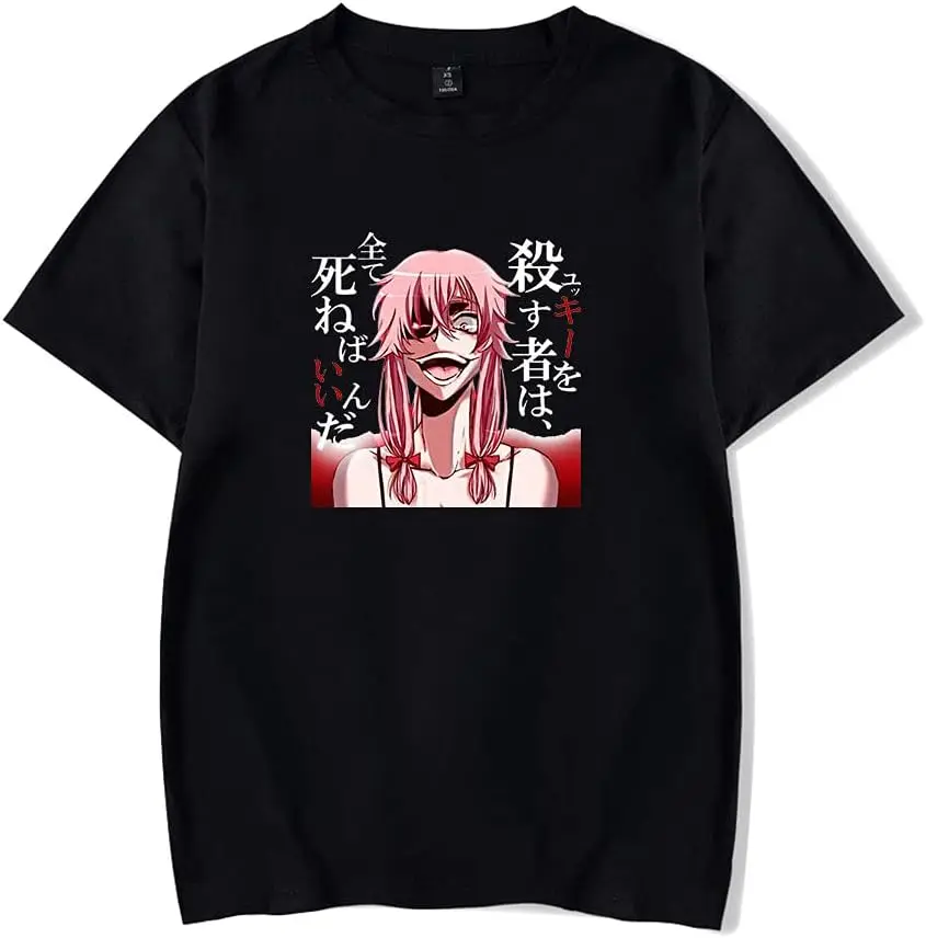 New Anime T-Shirt Merch The Future Diary Casual Short Sleeved T Shirt Unisex Tee