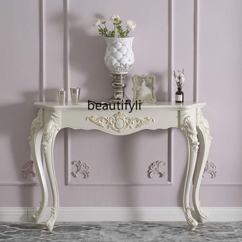 European Style Hallway Table Entrance Cabinet Fashion Wall Table Semicircle Console Decoration Table