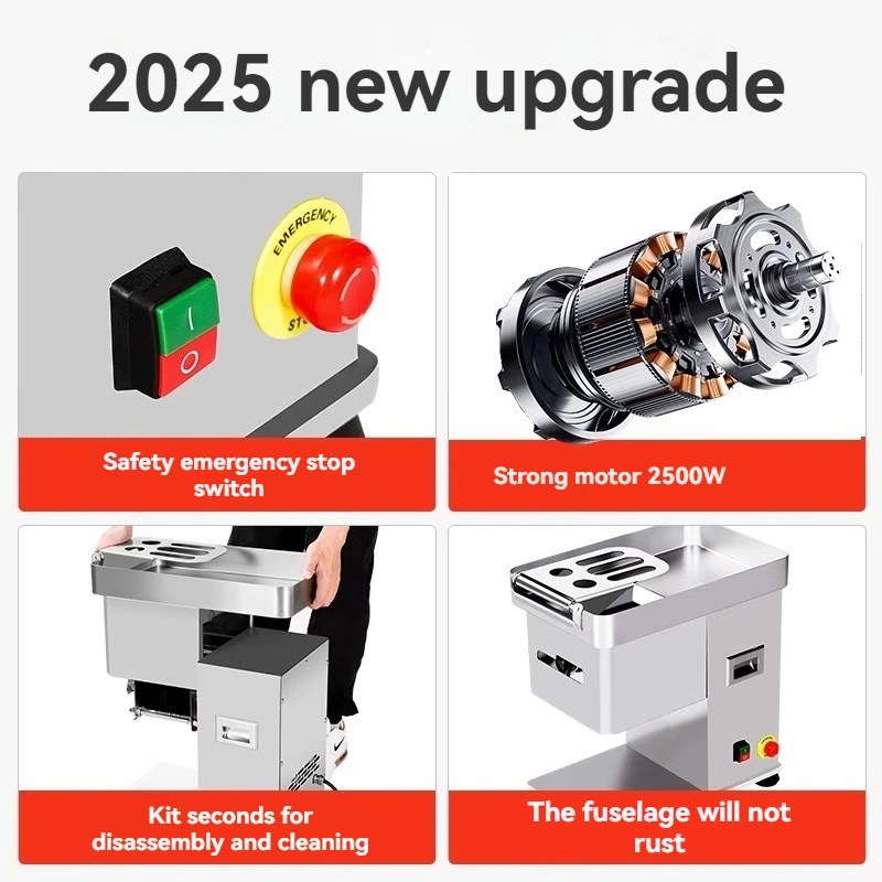 

Desktop Electric Commercial High-power Desktop Electric Stainless Steel Meat Slicer, Fully Automatic And Multi-functional