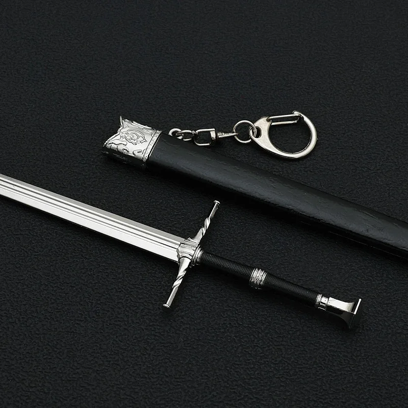 22cm The Witchers Enhanced Edition White Wolf Steel Long Sword Butcher of Blaviken Exotic Beast Game Metal Sword Weapon Gift Toy