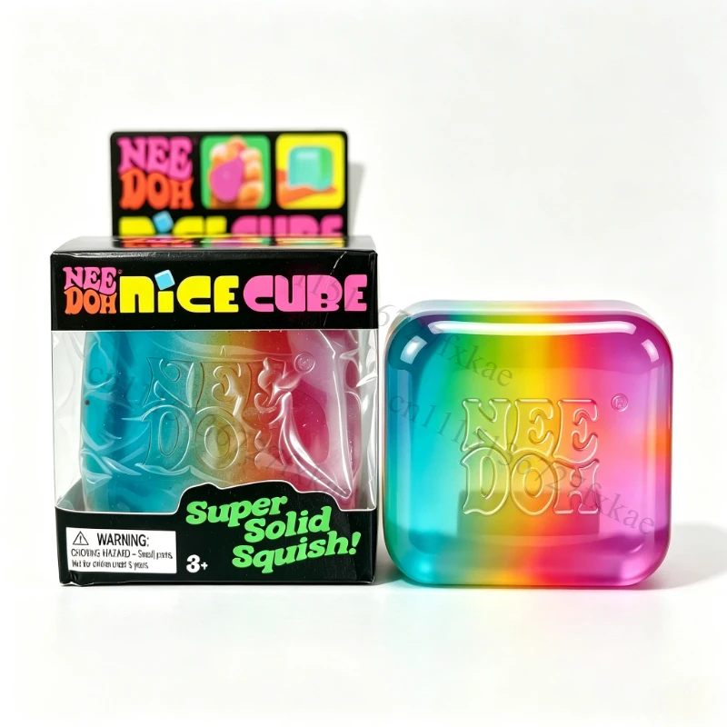 NeeDoh Nice Cube Fidget Sensory Toy, Maltose Squishy Cube, Anxiety Relief Focus Calm Down Toy, Halloween Gift