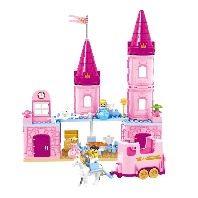 Cmpatible Big Building Blocks Castle Series Princess Prince Carriage Accessories Large Bricks Kids Assembly Toys Party Gifts