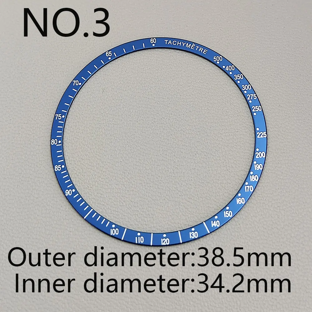 Flat Aluminum Bezel Insert Rings 38.5mm*34.2mm For OMG Speedmaster   Watch Cases Replace Accessories Watches Parts