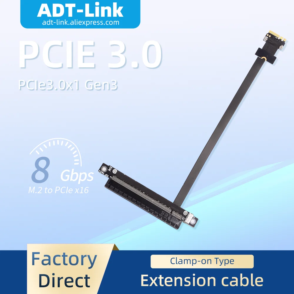 

ADT-Link PCI-E NGFF M.2 A/E Key to PCIe 3.0 X16 Extension Cable Angled PCI-Express for PCIe X1 X4 X8 X16 Riser Adapter