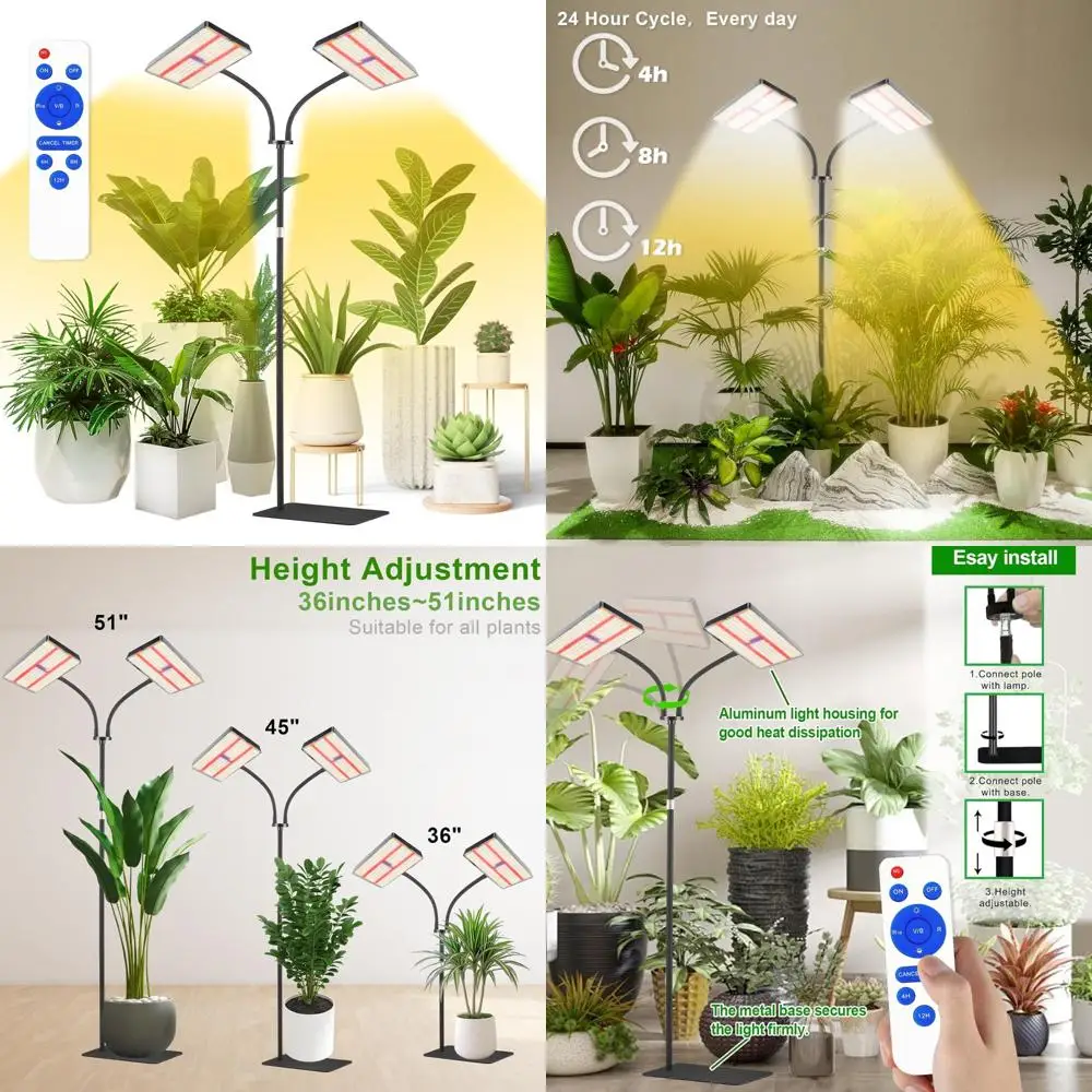 

yadoker Grow Light for Indoor Plants,572 LEDs Full Spectrum Standing Plant Grow Light with 4/8/12H Timer,10-Level Brightness, 51