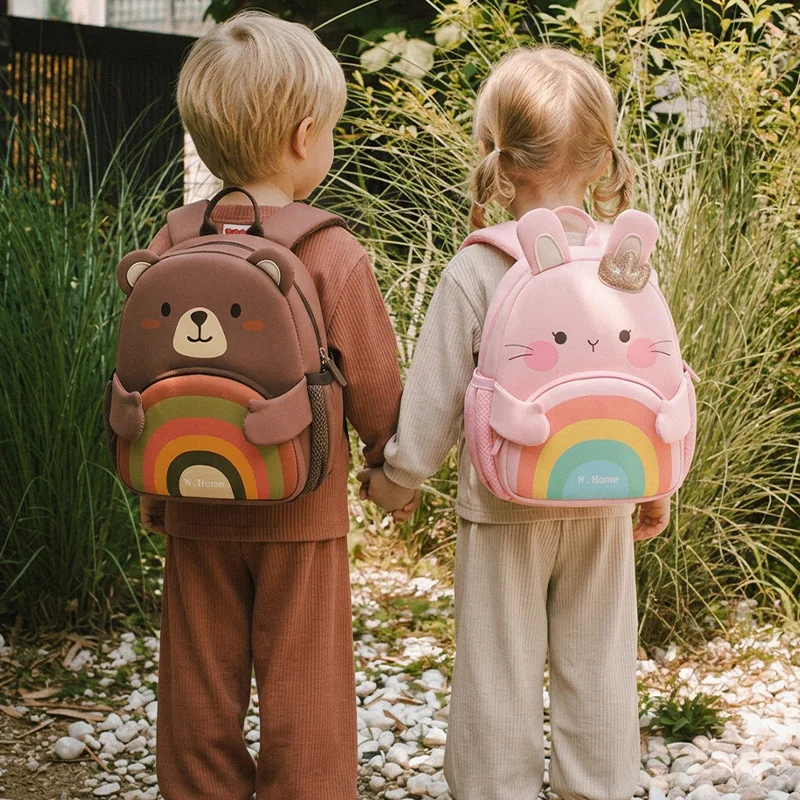 3d-cartoon-bear-school-bag-for-kids-kindergarten-children's-backpack-cute-pink-rabbit-design-anti-lost-girls-kawaii-backpacks