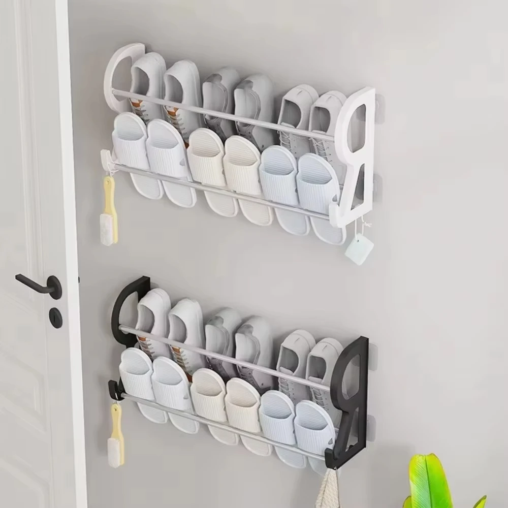 Simple Shoe Rack Wall Mounted Rounded-Corner Multi-functional Wall-mounted Save-spacing Shoes Storage Rack for Living Room