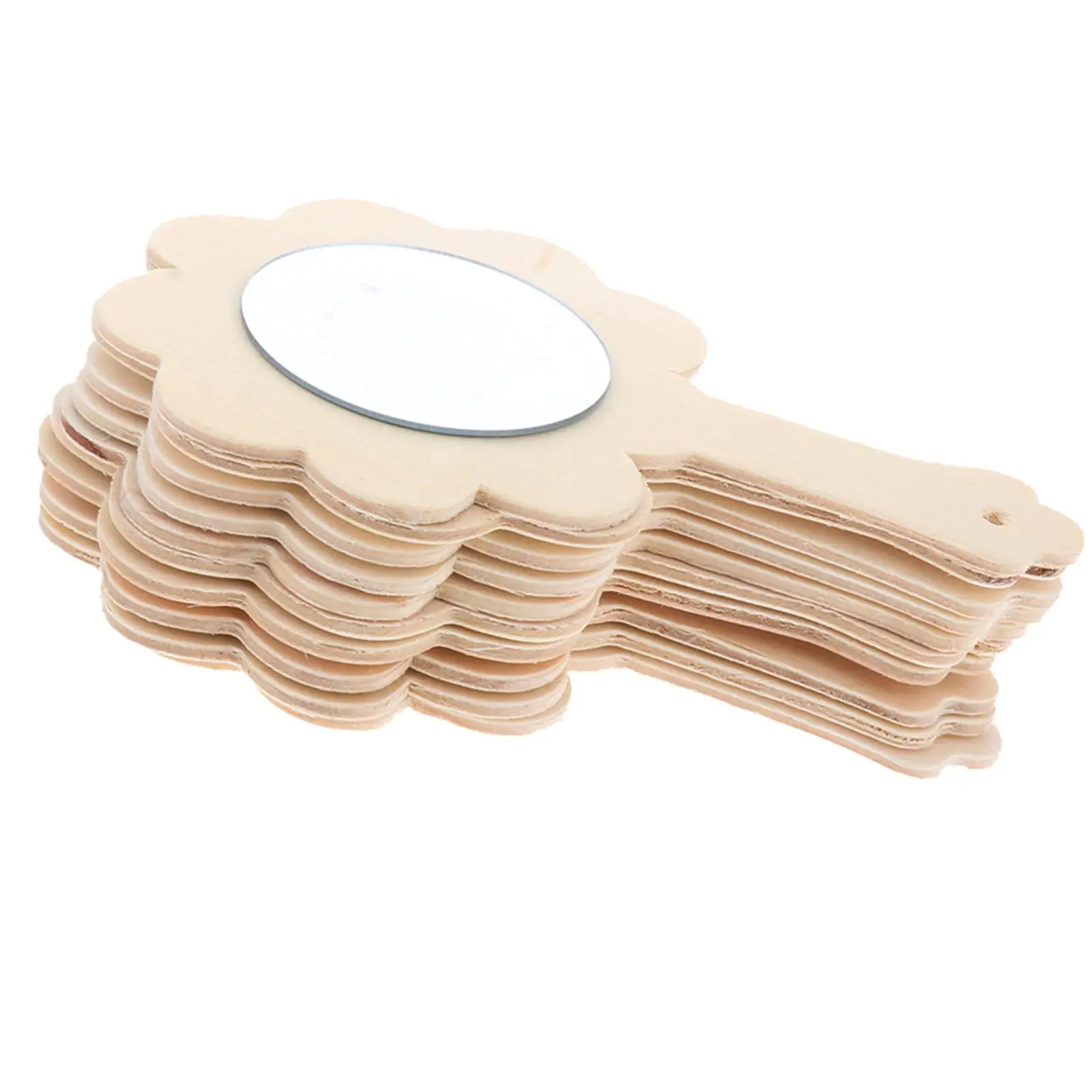 2X 10 Pieces Shape Unfinished Wooden Handheld Mirror for crafts