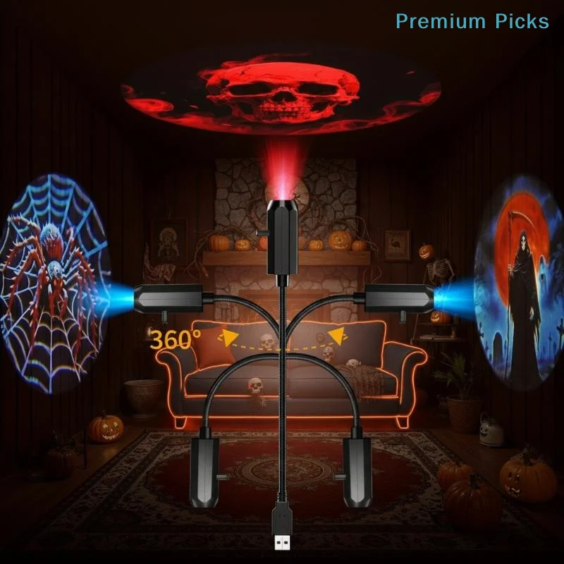 portableUSB Halloween Projector Light 6 Patterns Rotatable Party Atmosphere Light