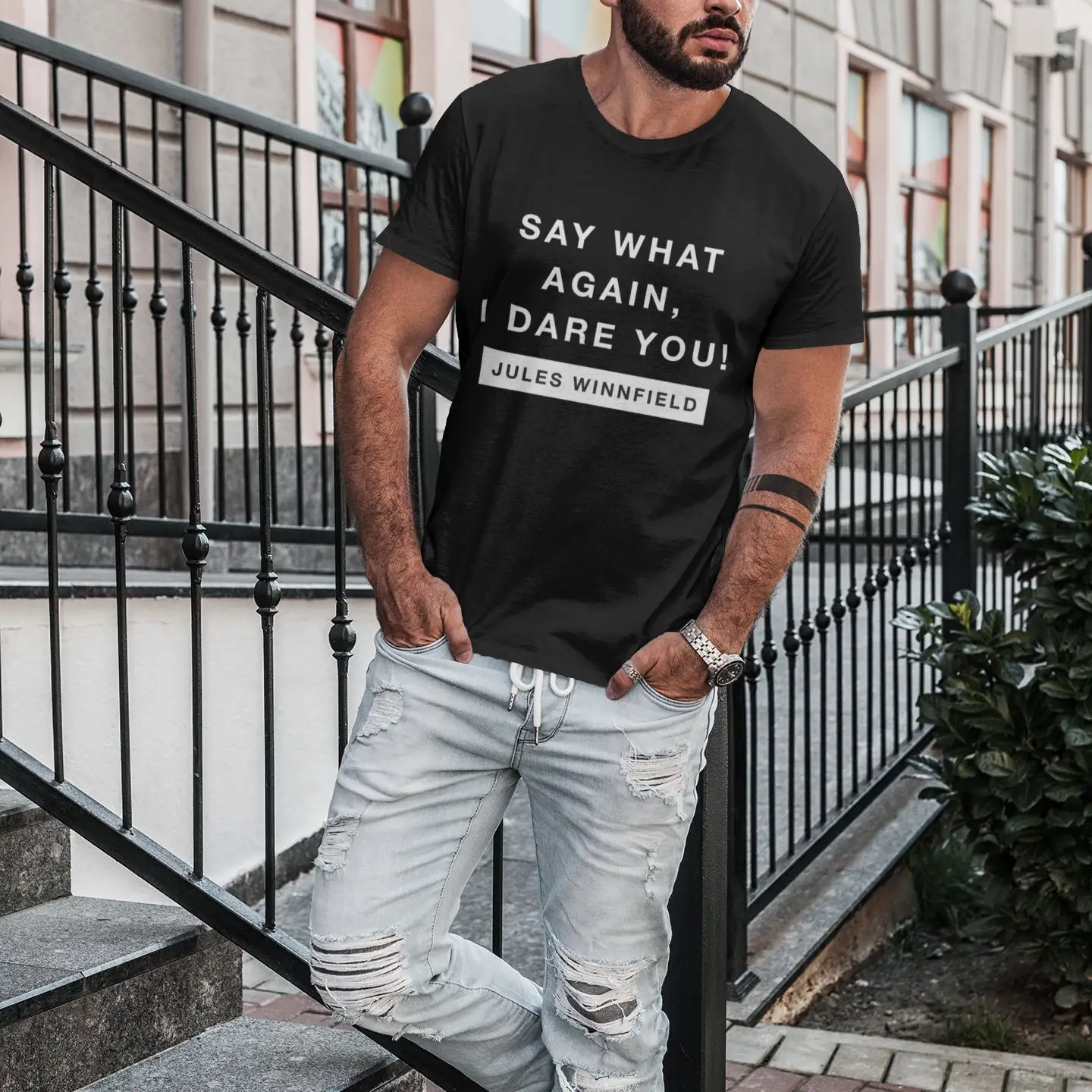 Say What Again Jules Winnfield Movie Quote Samuel L Jackson 90s Movies T shirt