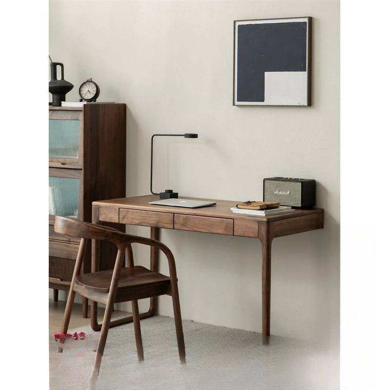 North American black walnut solid wood desk, computer desk, writing desk, log study