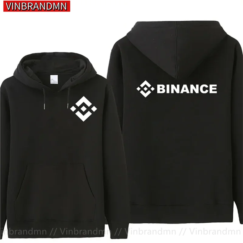 Men's Binance Exchange Coin Crypto Casual Zipper Hoodies Sweatshirts Hooded Pocket Jacket Mens Sport Outwear Binance Logo Hoodie