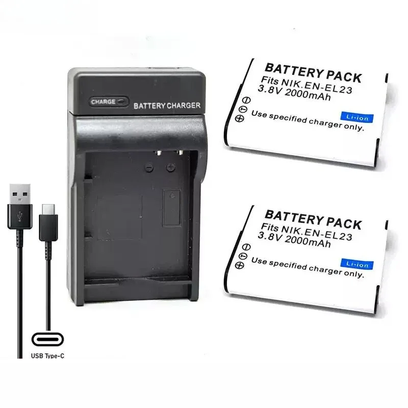 EN-EL23 ENEL23 2000mAh 3.8V Camera Battery for Nikon COOLPIX B700 P600 P900  P900s P610s P610 S810c + USB Charger