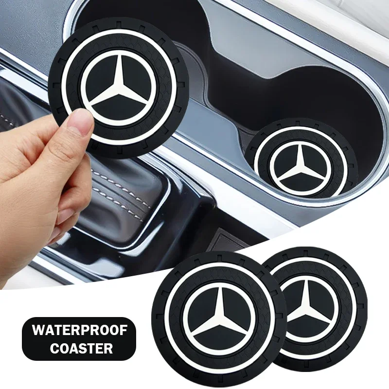 Car Logo Coaster Water Cup Seat Cushion Anti Slip Pad For Mercedes Benz AMG A B C E G R S CES CLA CLG CLK CLS Class EQC GLA GLB