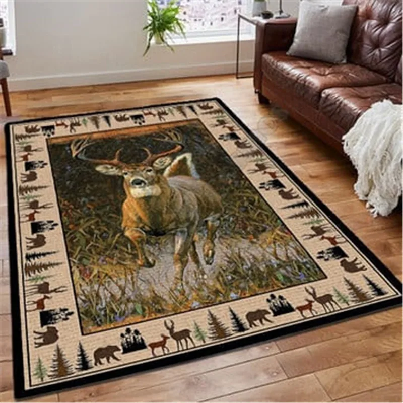 HUNTINGS AREA RUG HUNTING PRINTING FLOOR MAT CARPET DEAR DEER STAG HEAD AREA RUG FUNNY HUNTING RUG DEER HUNTING RUG