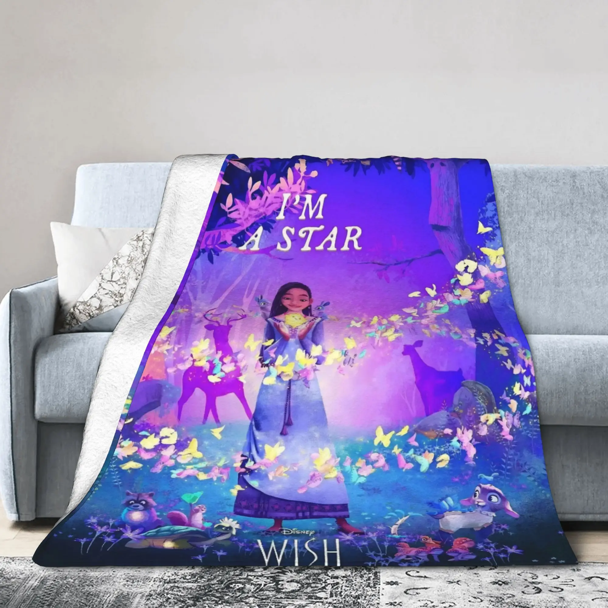 

Нечеткие одеяла из мультфильма «Бажання», «Аша Стар», креативное одеяло для волшебной девушки для дома, легкий вес 125*100 см