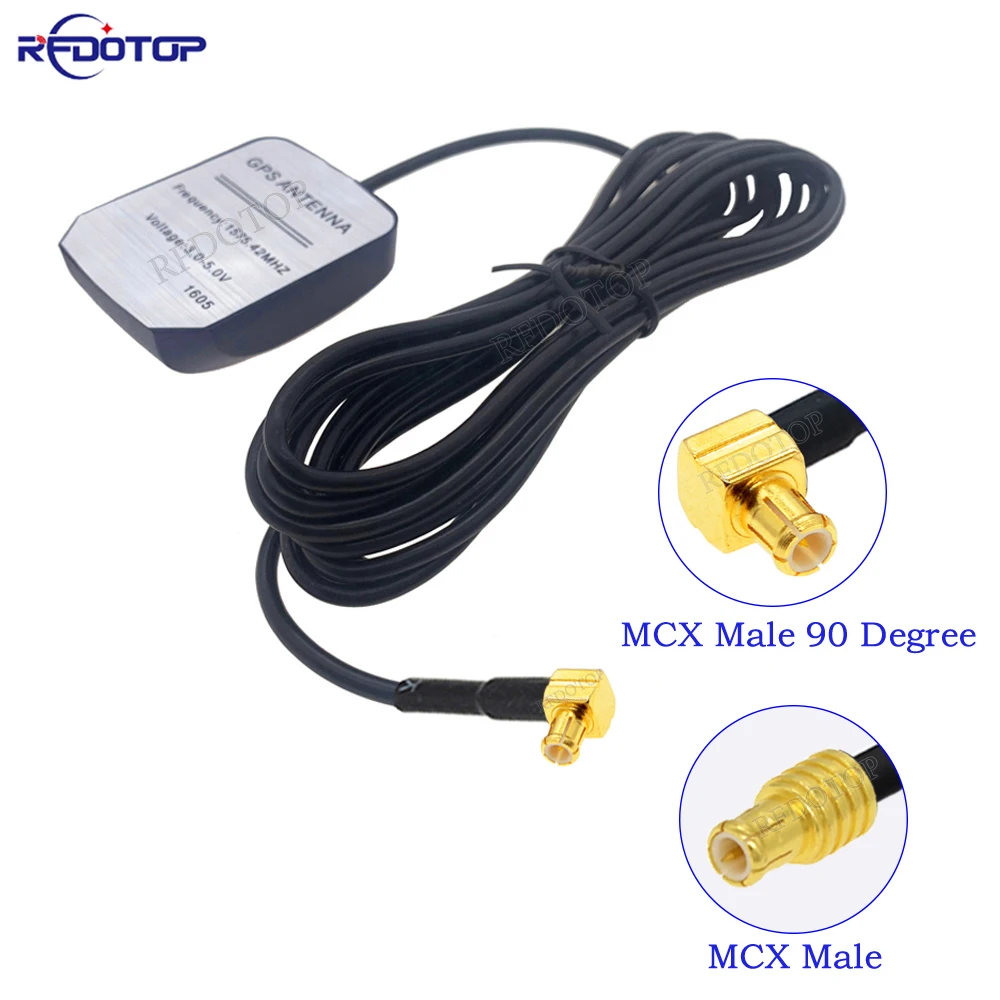 Car GPS Antenna RG174 Cable MCX Male 90 Degree Magnetic Base GPS Receiver Auto Aerial Adapter for Car Navigation Camera Player