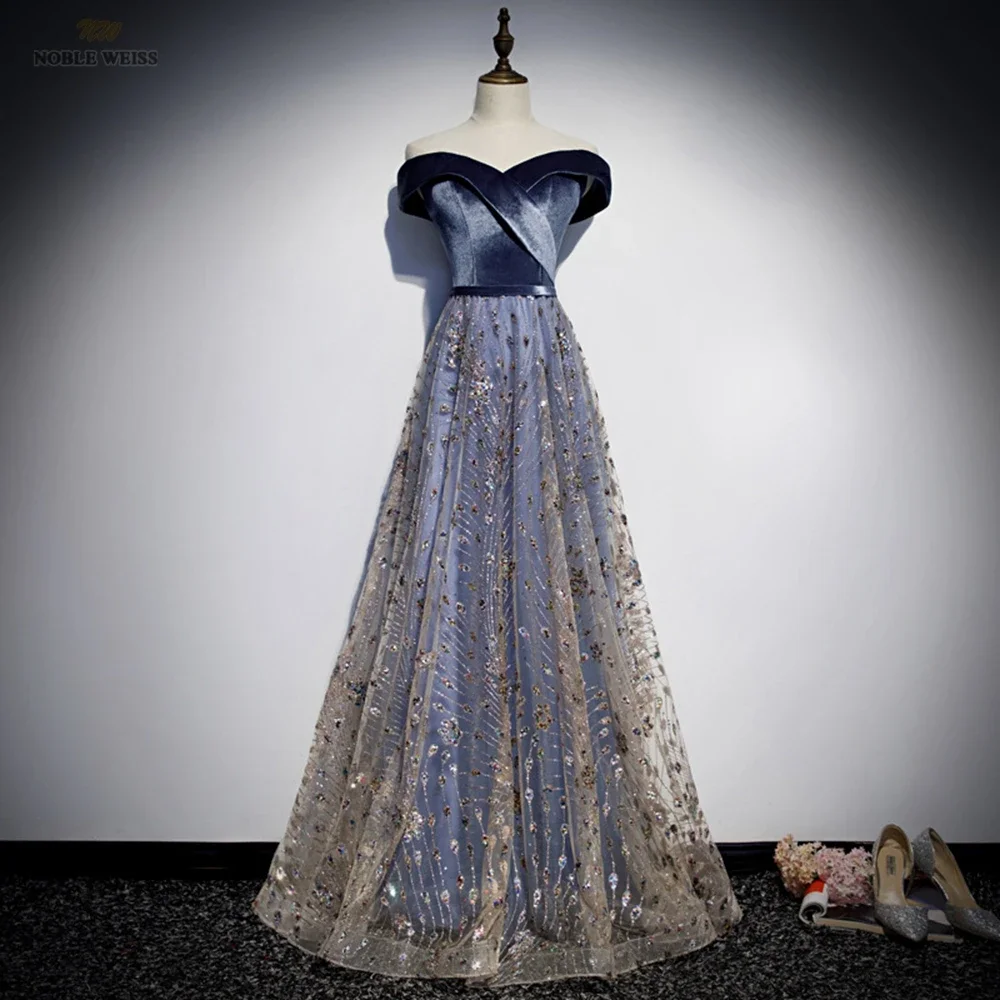 Evening Dresses Long Boat Neck Prom Dresses Floor-Length Dresses Woman Party Night A-Line Prom Dress Customized