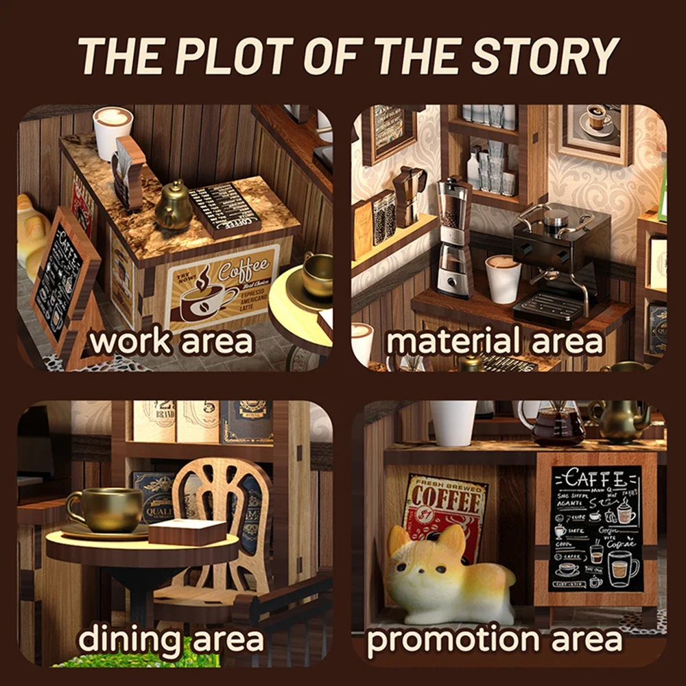 

DIY Miniature House Decor American Country Style Cafe Model, Handcrafted Assembly Toy & Micro Landscape Perfect Gift for Friends