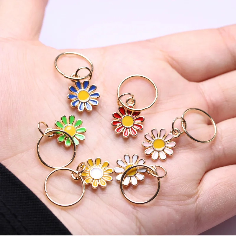 10pcs/Bag Curved Daisy Dreadlocks Decorative Beads Braids Hair Cuffs Hair Rings Multicolor Accessories Fashion Hair Clip Braider