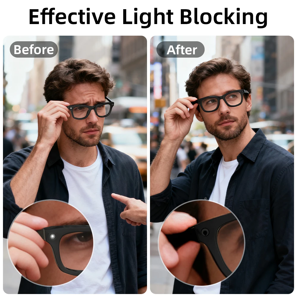 ملصقات HIBLOKS LED لحجب الضوء لملحقات النظارات الذكية Ray-Ban Meta Wayfarer/Skyler/Headliner(Gen 2)/Oakley Meta HSTN