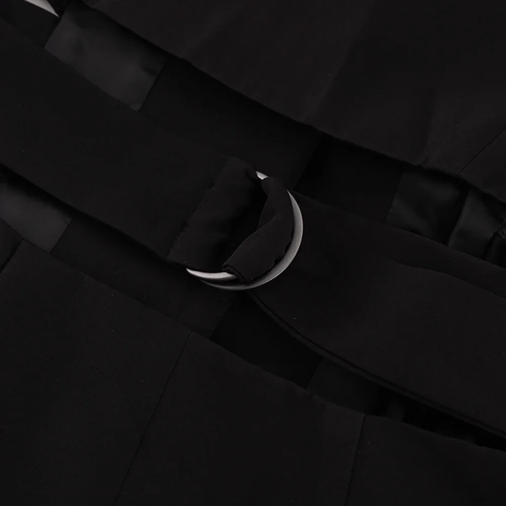 JHJN وسادة الكتف الجوف التدريجي عارية مردف تصميم فستان بتصميم بدلة أنيقة للتنقل واحدة الصدر بأكمام طويلة الورك المعانقة تنورة