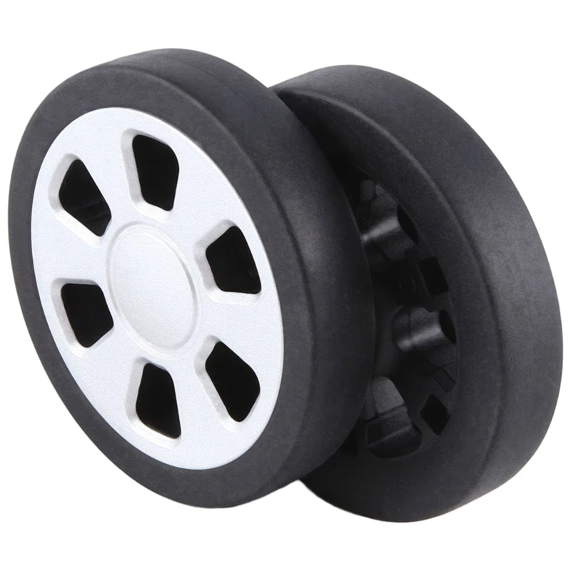 Black & Silver Luggage Wheel Replacement Wear Resistant PU Caster Suitcase Replacement Wheel