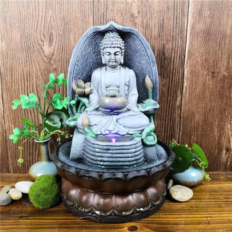 

Southeast Asia Buddha Statue Fountain Living Room Humidifier Desktop Feng Shui Lucky Ornaments Home Decorations