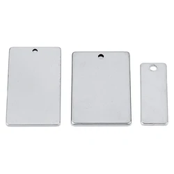 SAUVOO 10pcs Stainless Steel Rectangle Blank Charms Engrave Design Logo Tags For Necklace Keychain Bags Jewelry Findings
