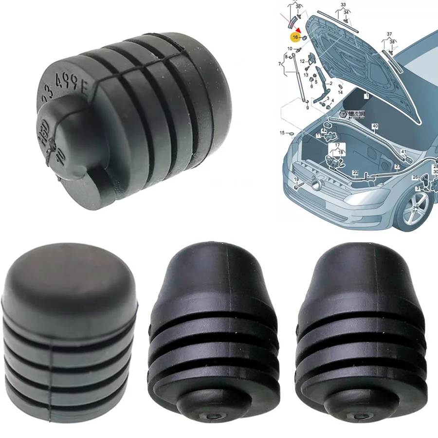 Wooeight 2x Front Hood Buffer Shock Buffer Rubber Engine Bonnet Stop Bumper Block For VW Passat B5, Golf 4, Bora, Jetta, Polo