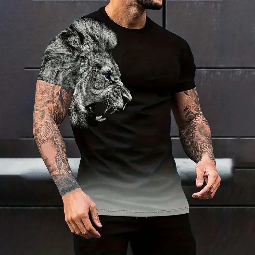 

Men's T-shirt 3D Beast Pattern Loose Comfortable and Breathable High Quality Casual Fashion O-neck Outdoor Street Clothing