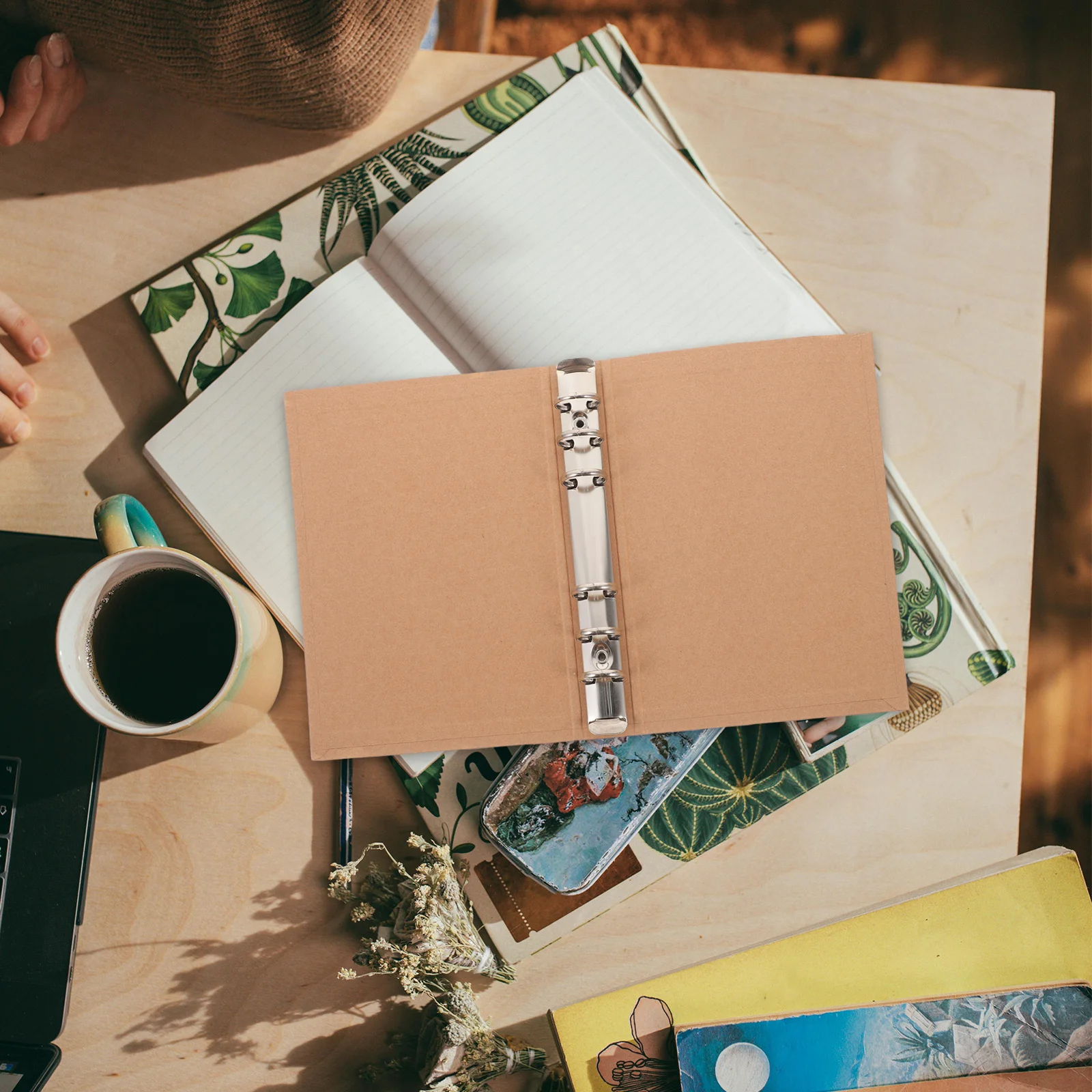 A6 Vintage Kraft Paper Notebook Binder Shell Sturdy Loose Leaf Cover untuk Jurnal Perencana Buku Harian Sekolah Scrapbook Organizer